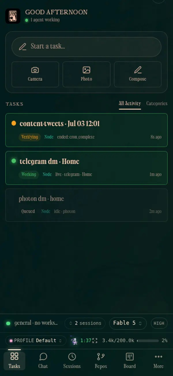 Tasks home
